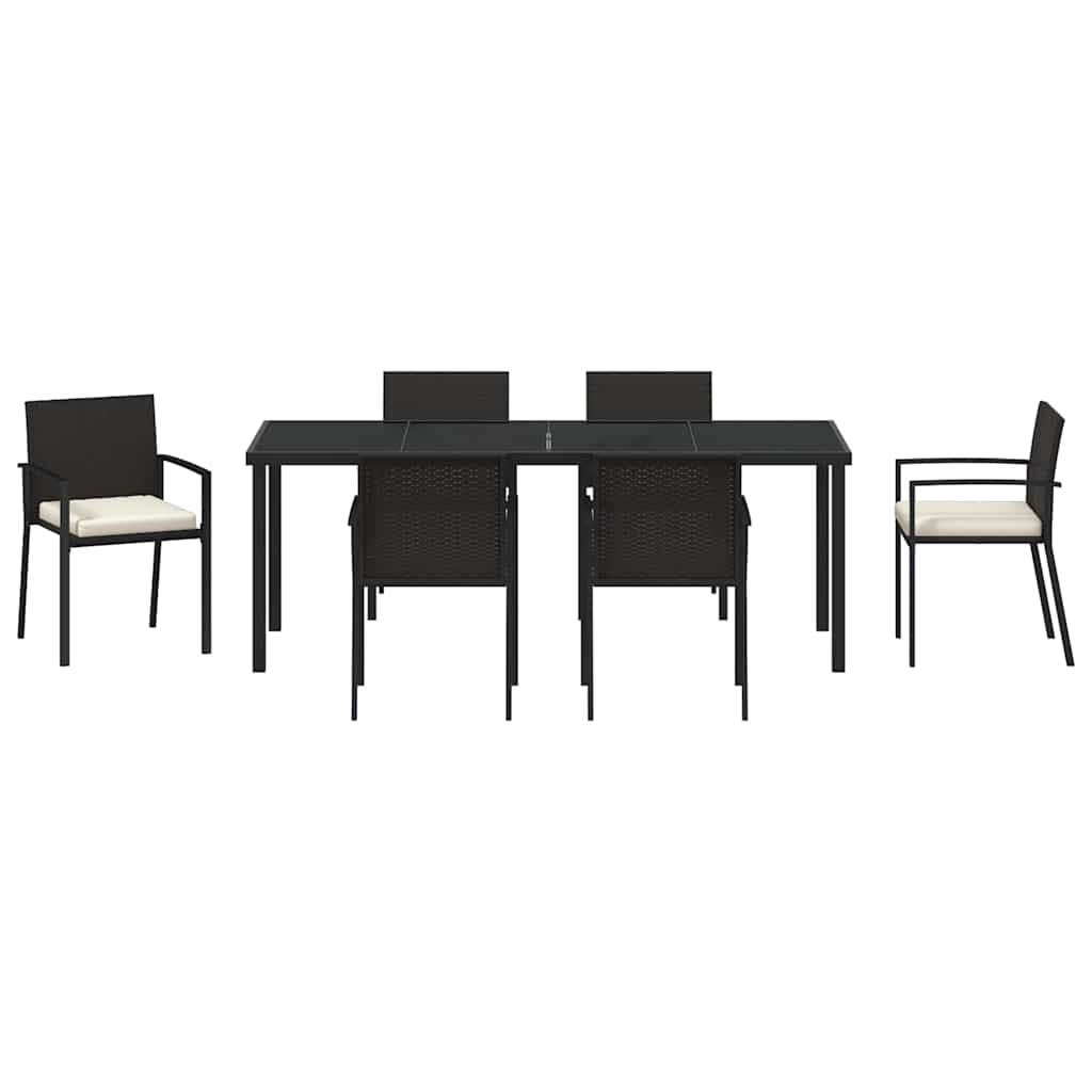 vidaXL Σέτ φαγητού για κήπο 7 pcs Μαύρο Χάλυβας με επίστρωση πούδρας