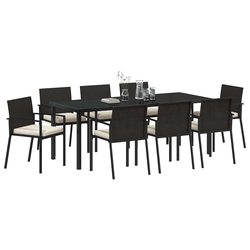 vidaXL Σέτ φαγητού για κήπο 9 pcs Μαύρο Χάλυβας με επίστρωση πούδρας