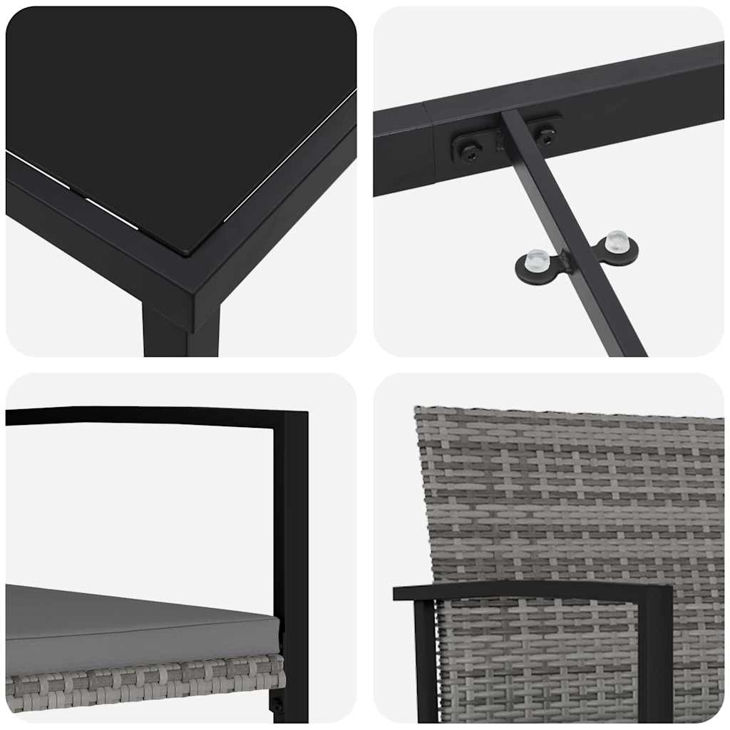 vidaXL Σετ Φαγητού Κήπου 5 Τεμαχίων Γκρι Πολυ Ρατάν