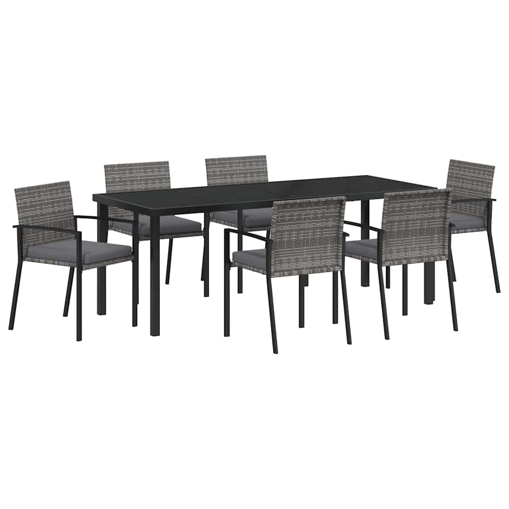 vidaXL Σέτ φαγητού για κήπο 6 pcs Γκρι Χάλυβας με επίστρωση πούδρας