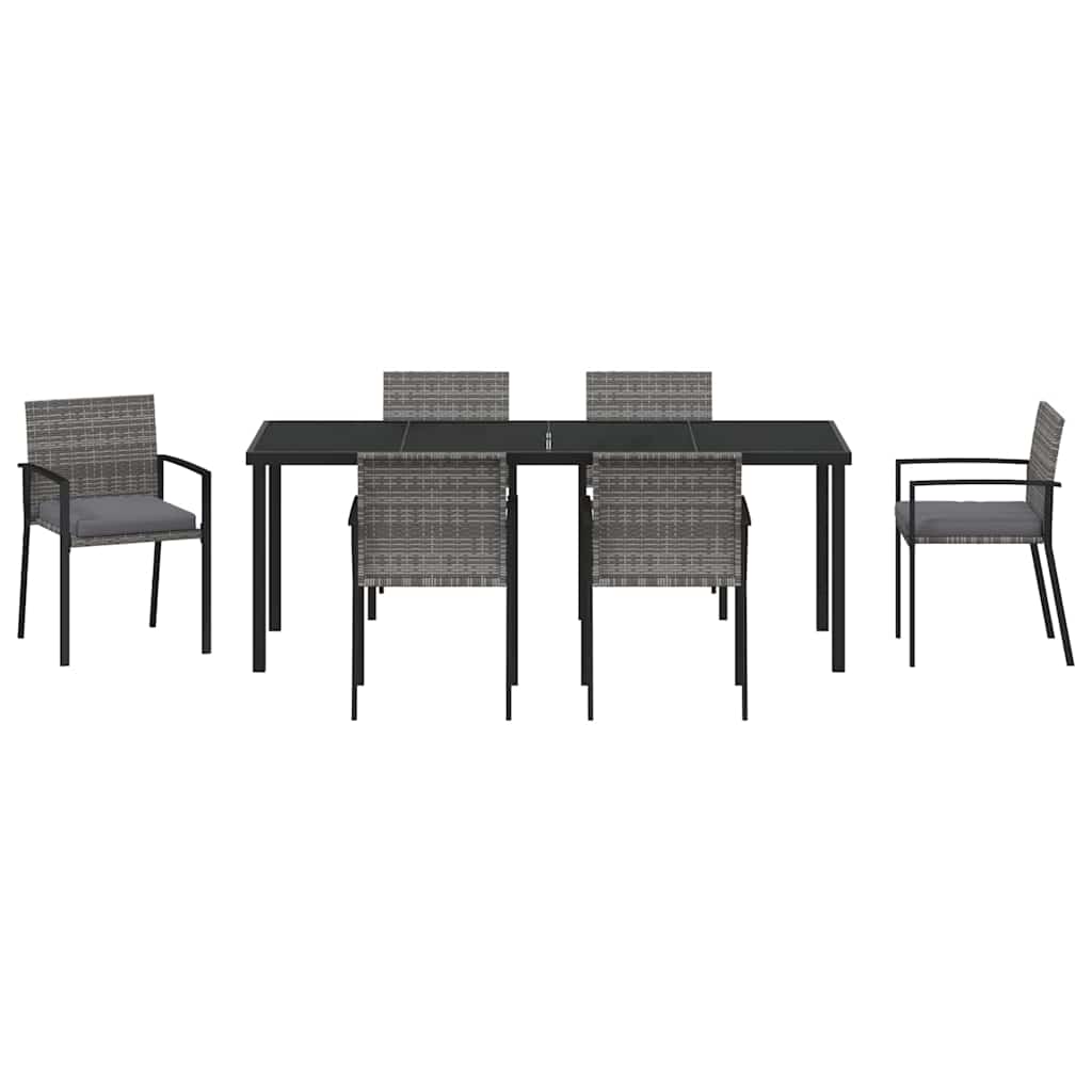 vidaXL Σέτ φαγητού για κήπο 6 pcs Γκρι Χάλυβας με επίστρωση πούδρας