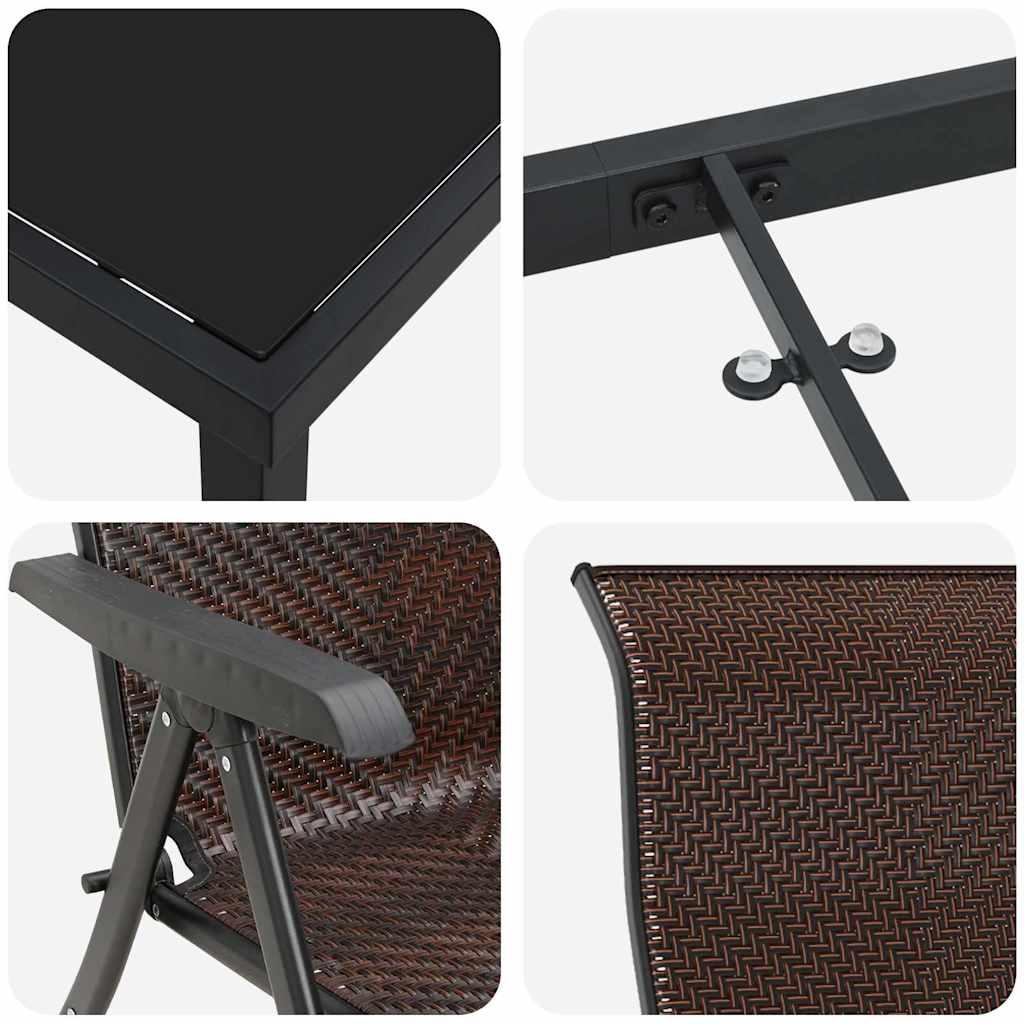 vidaXL Σετ Εξωτερικής Τραπεζαρίας Καφέ Πολυ Ρατάν