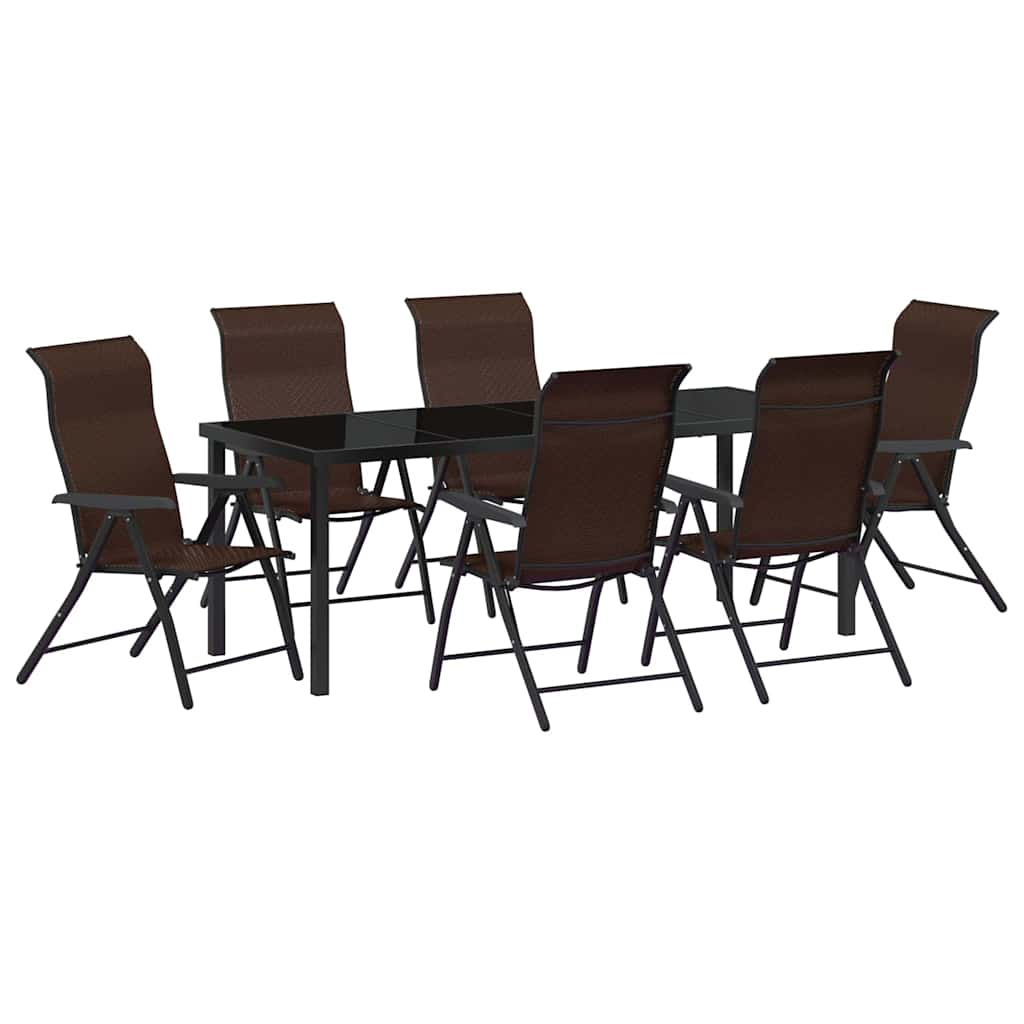 vidaXL Σέτ φαγητού για κήπο 7 pcs Καφέ Χάλυβας με επίστρωση πούδρας
