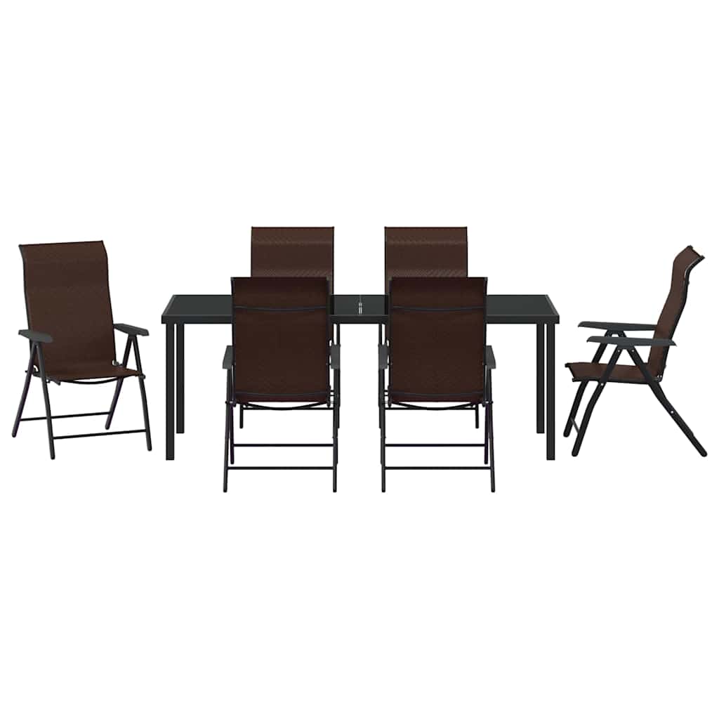 vidaXL Σέτ φαγητού για κήπο 7 pcs Καφέ Χάλυβας με επίστρωση πούδρας