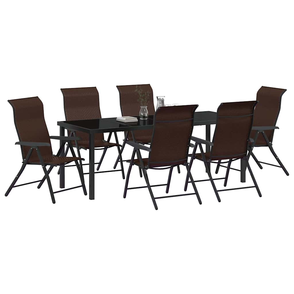 vidaXL Σέτ φαγητού για κήπο 7 pcs Καφέ Χάλυβας με επίστρωση πούδρας