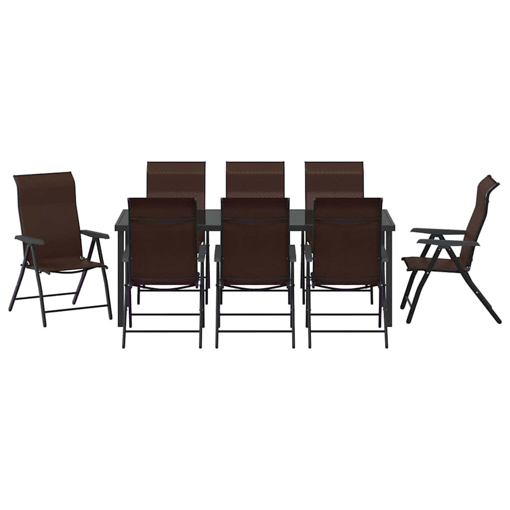 vidaXL Σέτ φαγητού για κήπο 9 pcs Καφέ Χάλυβας με επίστρωση πούδρας
