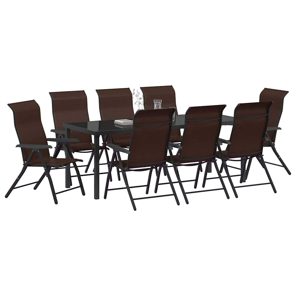 vidaXL Σέτ φαγητού για κήπο 9 pcs Καφέ Χάλυβας με επίστρωση πούδρας