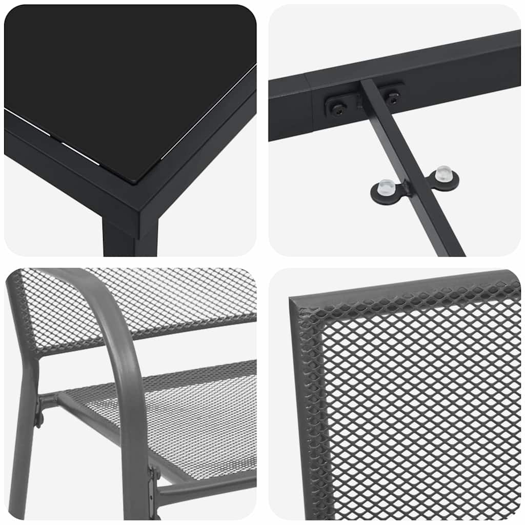 vidaXL Σετ Τραπεζαρίας Κήπου 3 Τεμαχίων Ανθρακί Χάλυβας