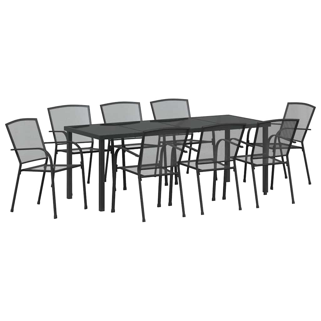 vidaXL Σέτ φαγητού για κήπο 9 pcs Ανθρακί Χάλυβας με επίστρωση πούδρας