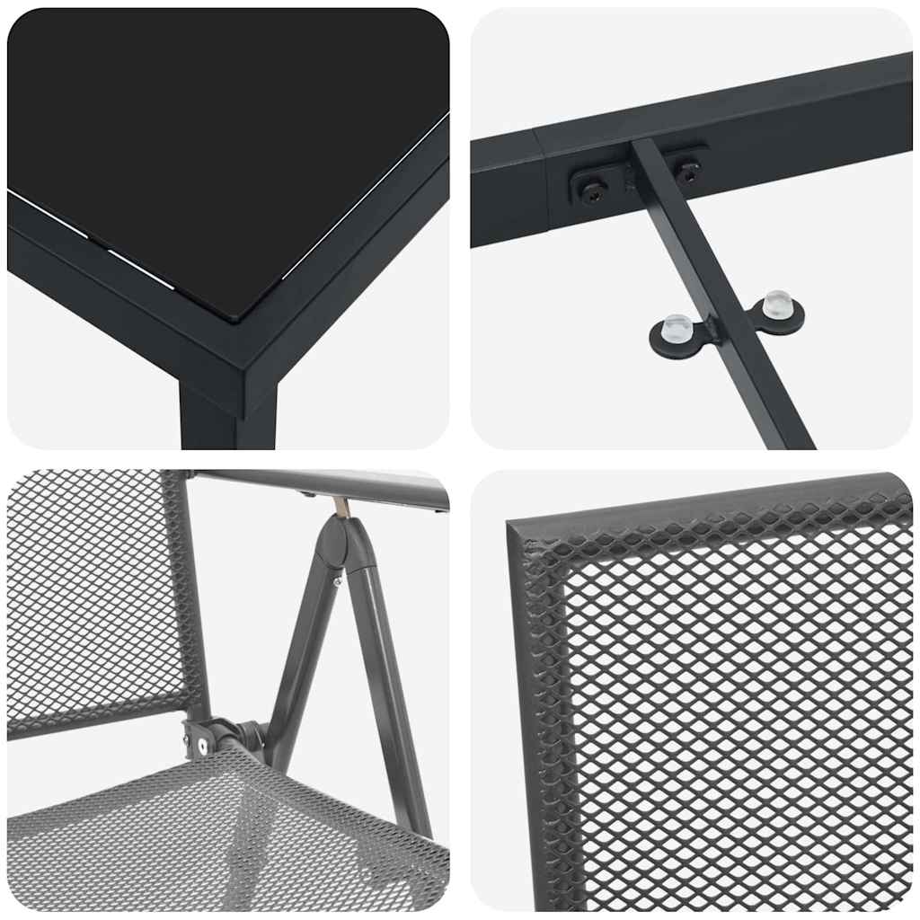 vidaXL Σετ Τραπεζαρίας Κήπου 3 τεμαχίων Ανθρακί Χάλυβας