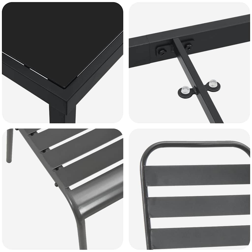 vidaXL Σετ 3 Τεμαχίων Καθημερινών Επίπλων Κήπου Σκούρο Γκρι Ατσάλι