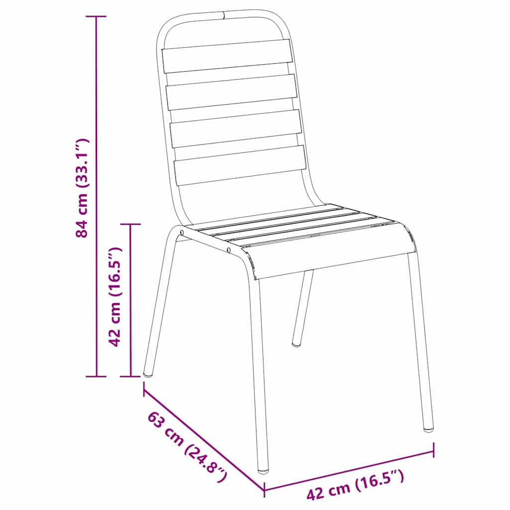 vidaXL Σετ 3 Τεμαχίων Καθημερινών Επίπλων Κήπου Σκούρο Γκρι Ατσάλι