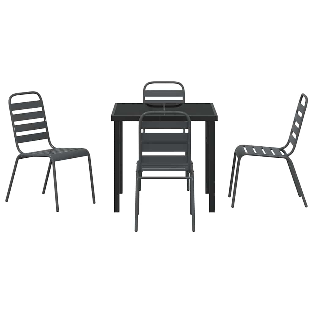 vidaXL Σετ Τραπεζαρίας 5 Τεμαχίων Σκούρο Γκρι Ατσάλι