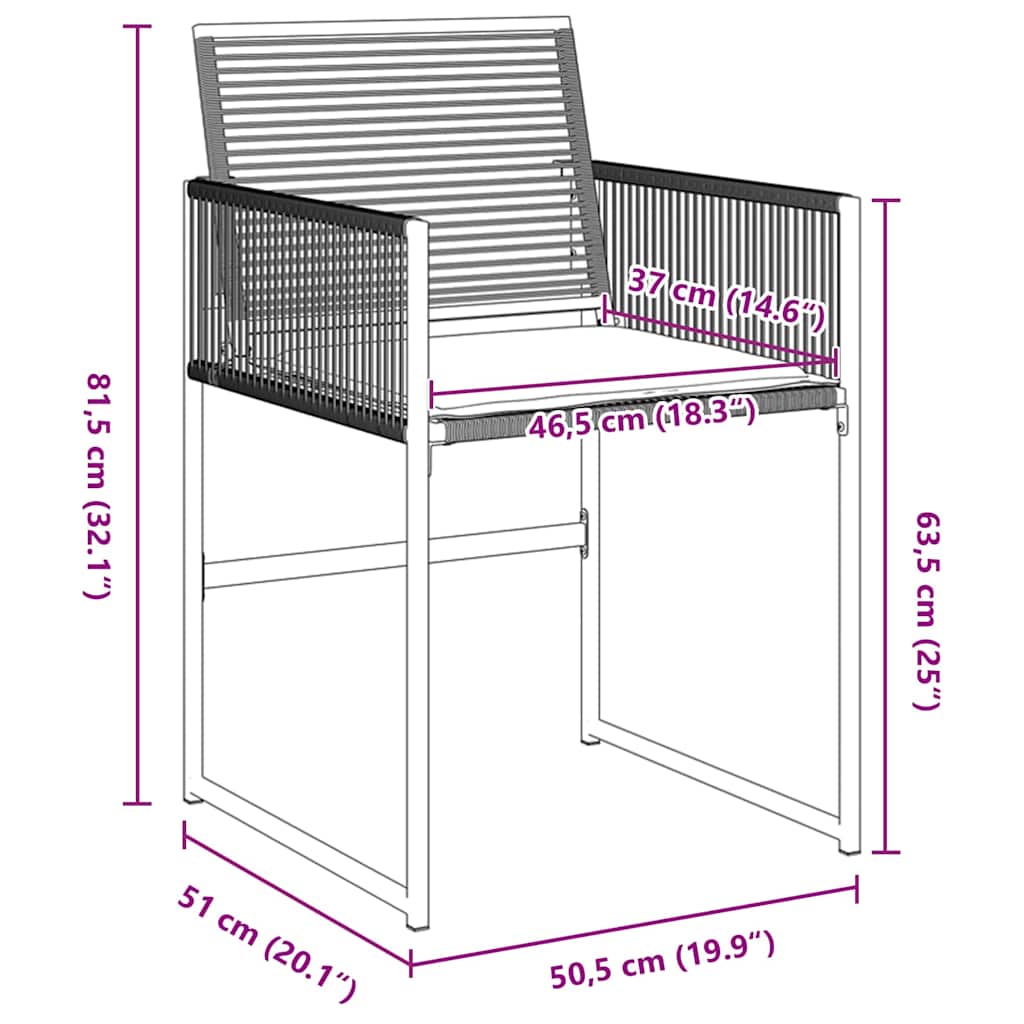 vidaXL Σετ 5 Τεμαχίων Κηπουρικής Τραπεζαρίας με Μαξιλάρια Μαύρο Πολυ ρατάν