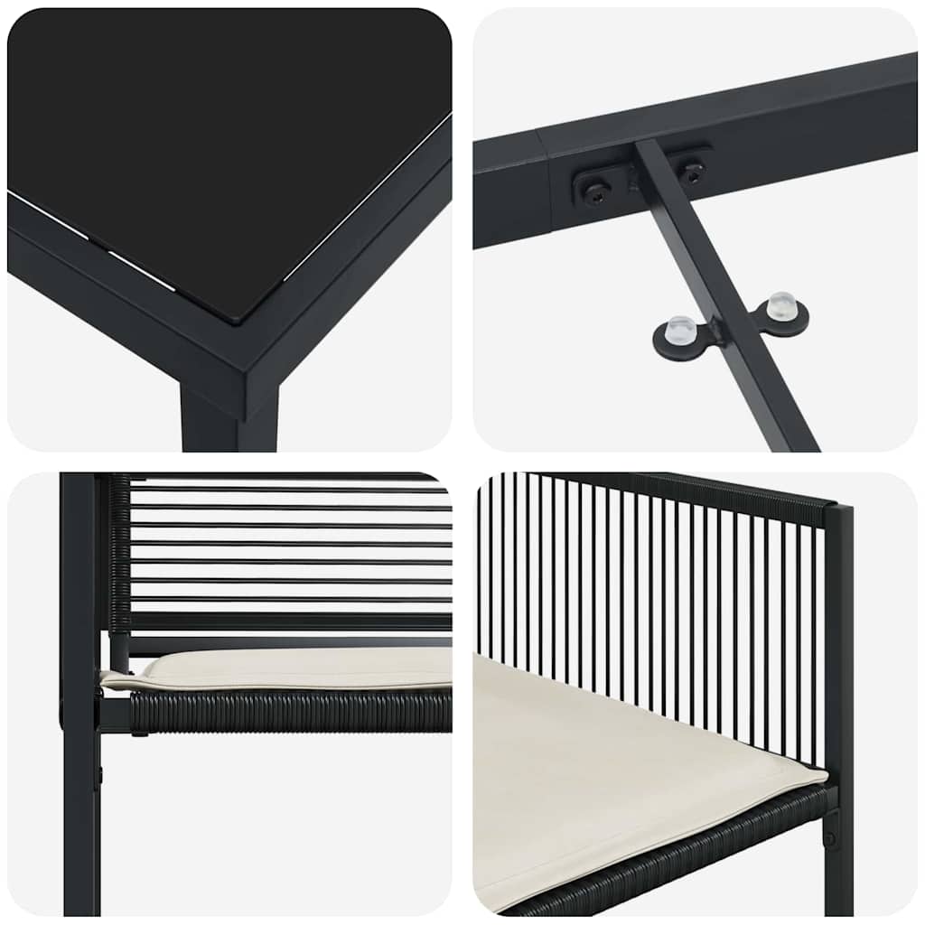 vidaXL Σετ Επίπλων Κήπου 5 Τεμαχίων με Μαξιλάρια Μαύρο Πολυ Ράτα