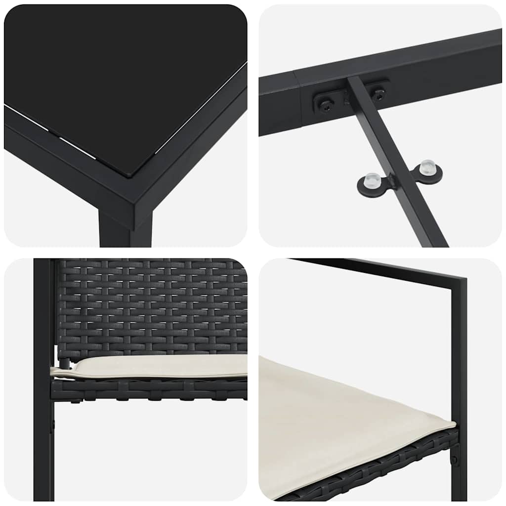 vidaXL Σέτ φαγητού για κήπο 5 pcs Μαύρο Πολυ ράταν