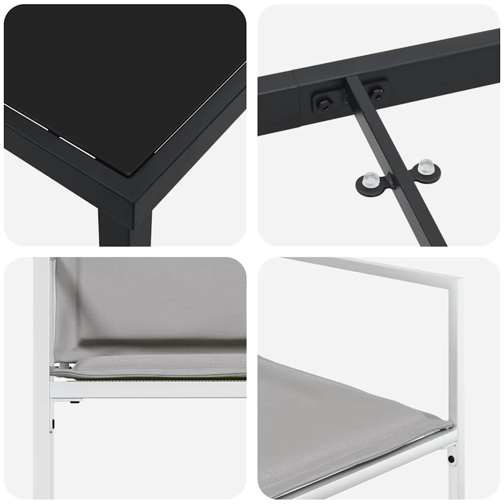 vidaXL 5 Τεμαχίων Σετ Τραπεζαρίας Κήπου με Μαξιλάρια Λευκής Textilene και Ατσάλι