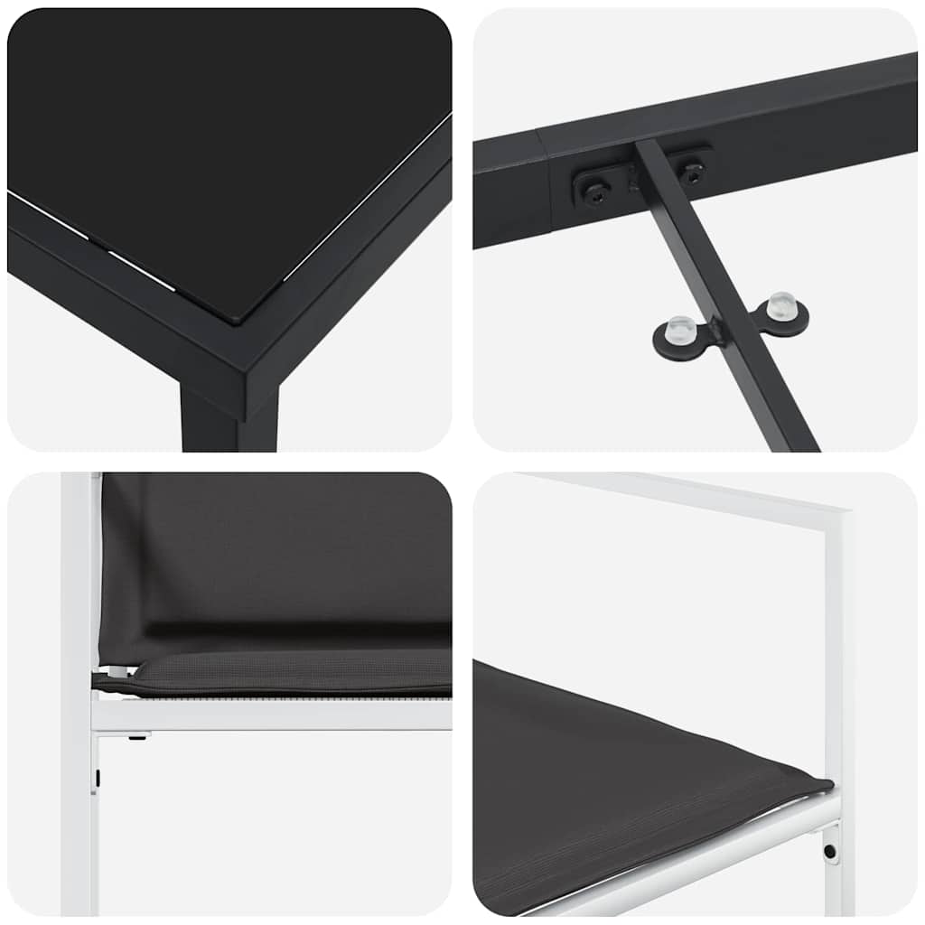 vidaXL Σετ Γευσιγνωσίας Κήπου 5 Τεμαχίων με Μαξιλάρια Λευκό Textilene και Χάλυβα