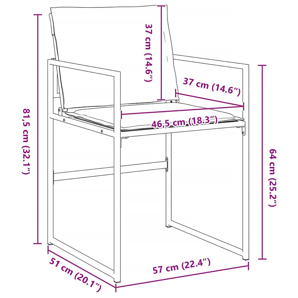 vidaXL Σετ Γευσιγνωσίας Κήπου 5 Τεμαχίων με Μαξιλάρια Λευκό Textilene και Χάλυβα