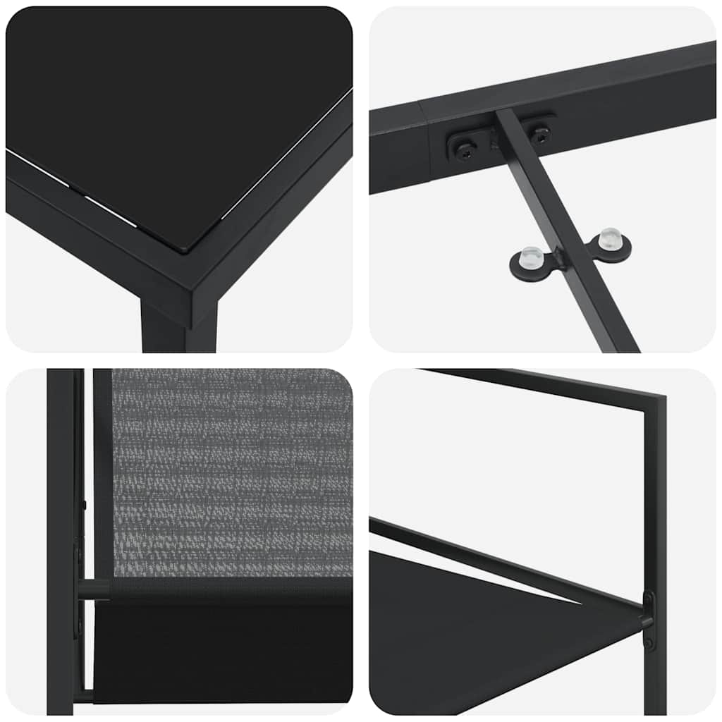 vidaXL 5 Τεμαχίων Σετ Τραπεζαρίας Κήπου Μαύρο Τεξτιλίνη και Χάλυβα