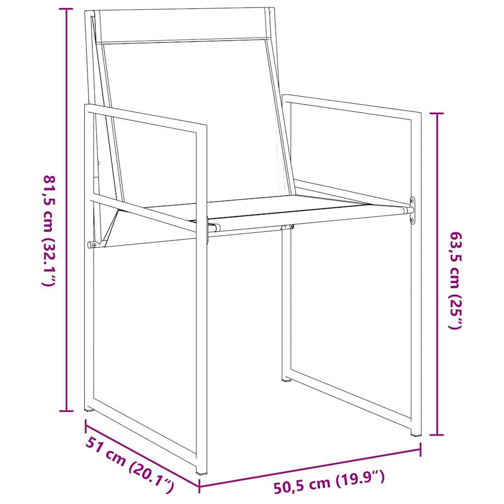 vidaXL 5 Τεμαχίων Σετ Τραπεζαρίας Κήπου Μαύρο Τεξτιλίνη και Χάλυβα