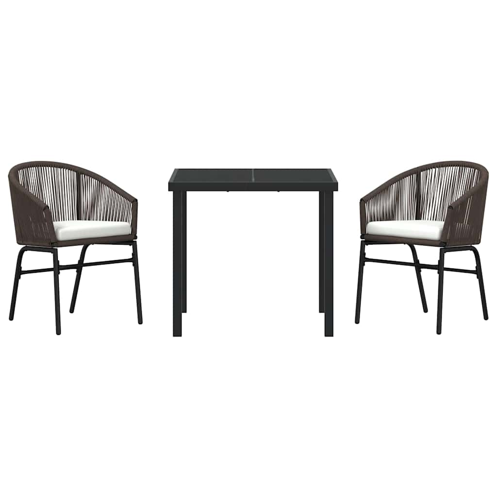 vidaXL Σετ 3 Τεμαχίων Τραπεζαρίας Κήπου σε Καφέ Πολυ Ρατάν