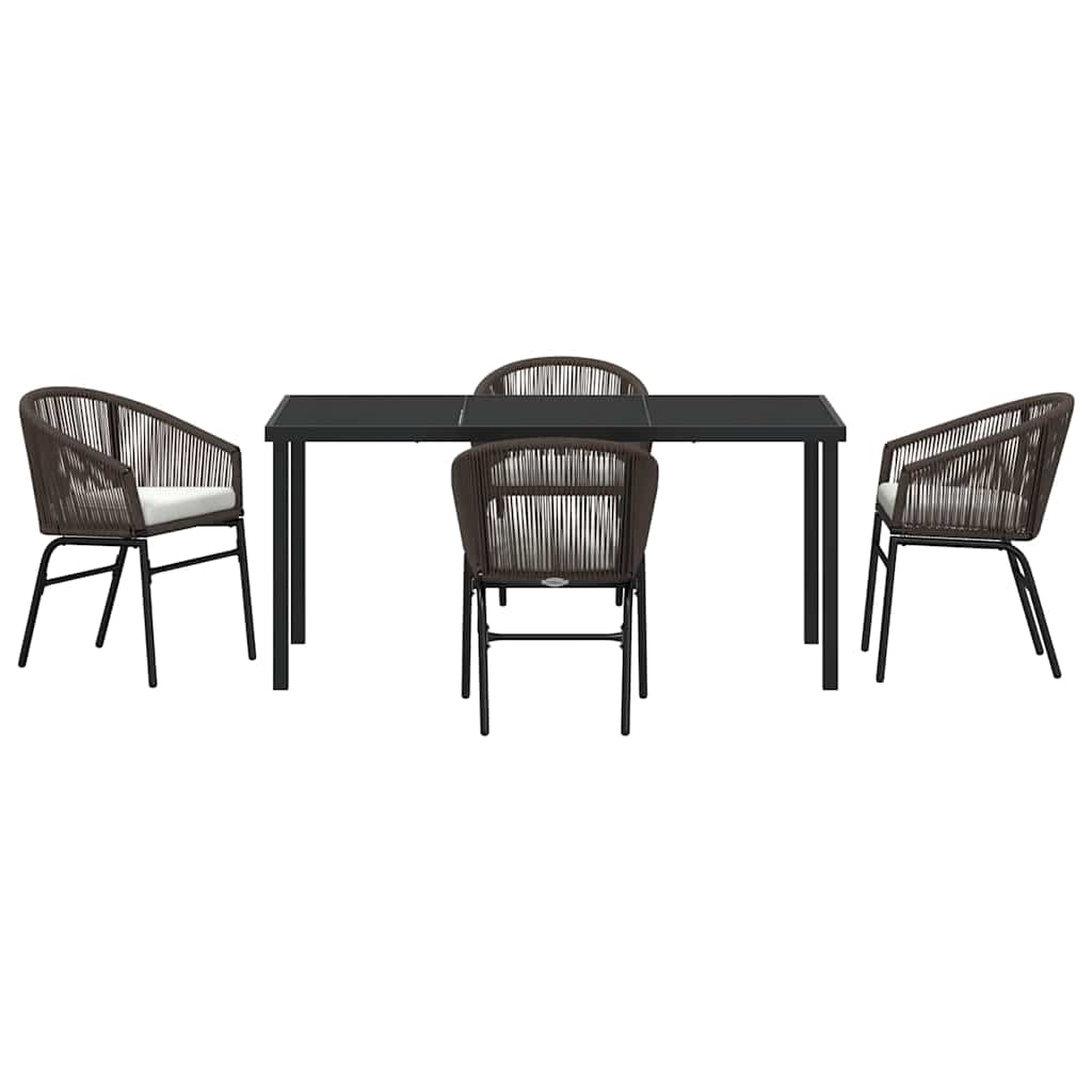 vidaXL Σετ Κηπουρικής 5 Τεμαχίων με Μαξιλάρια σε Καφέ Πολυ Ρατάν.