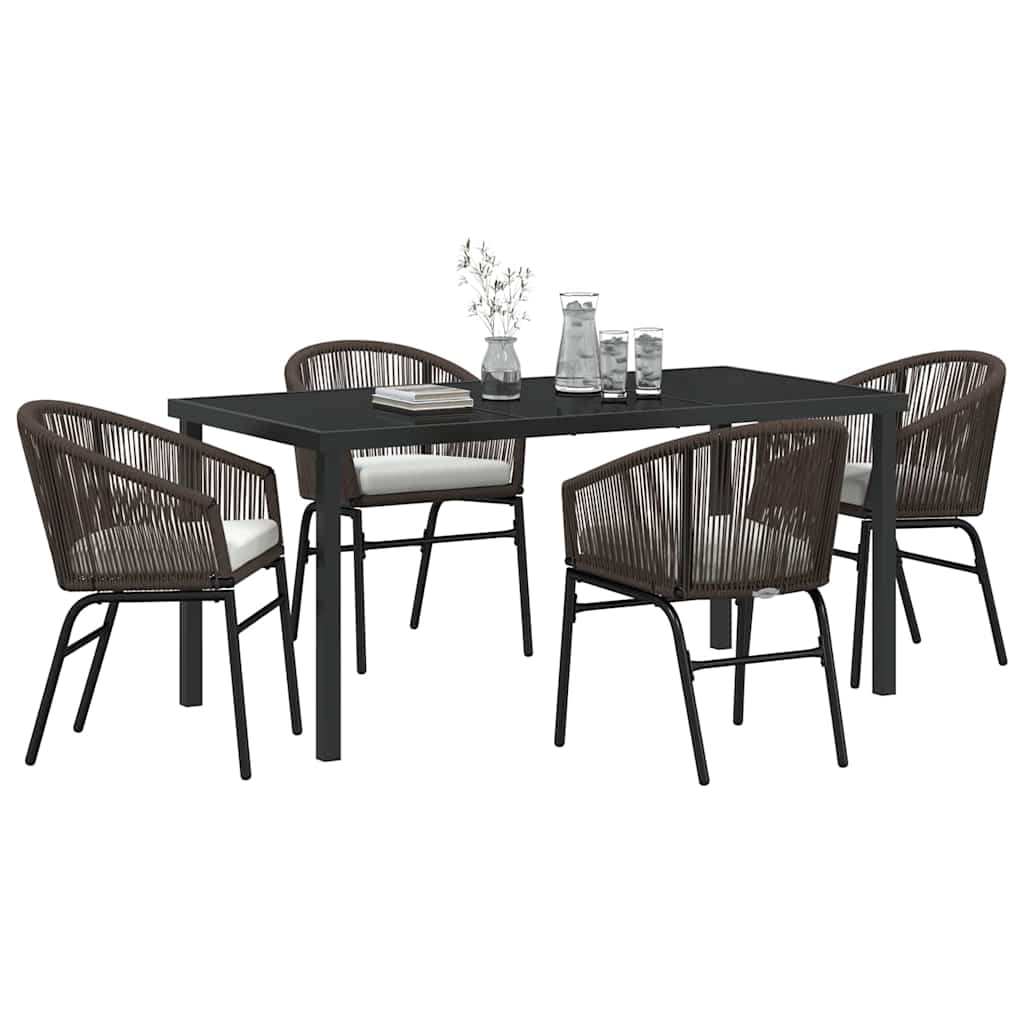 vidaXL Σετ Κηπουρικής 5 Τεμαχίων με Μαξιλάρια σε Καφέ Πολυ Ρατάν.