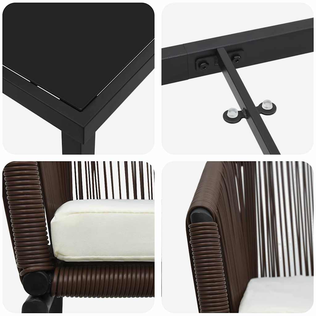 vidaXL Σέτ φαγητού για κήπο 7 pcs Καφέ Πολυ ράταν