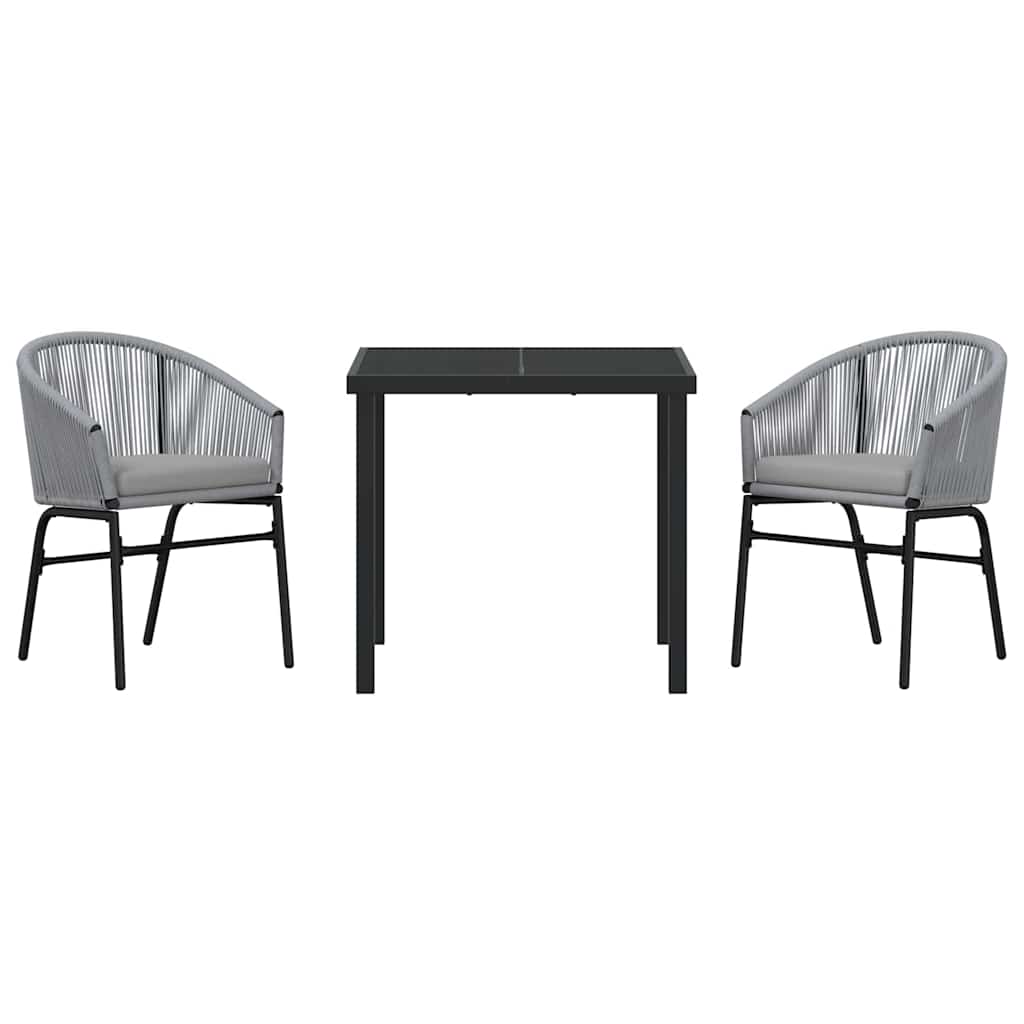 vidaXL Σετ Τραπεζαρίας Κήπου 3 Τεμαχίων - Γκρι Συνθετικό Ρατάν