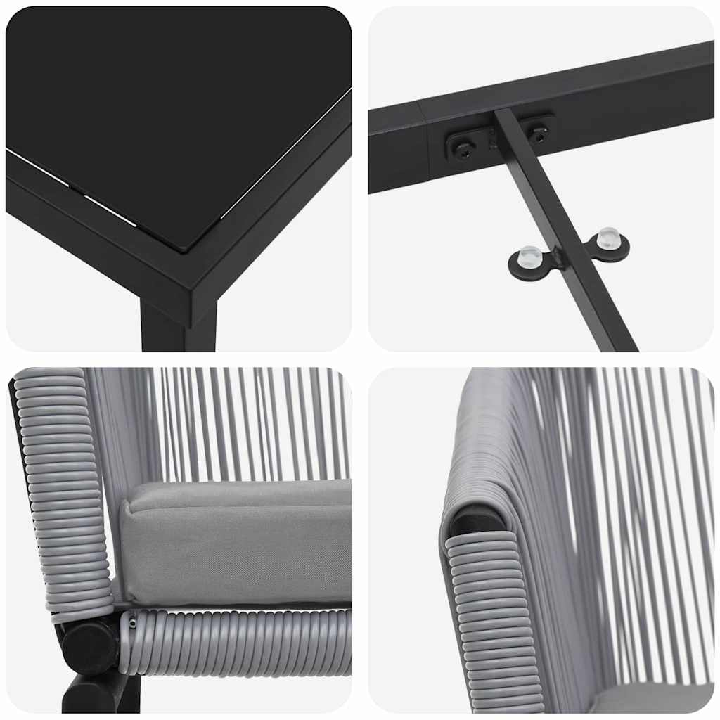 vidaXL Σετ Εξωτερικού Χώρου 5 Τεμαχίων - Γκρι Πολυ Ράτταν