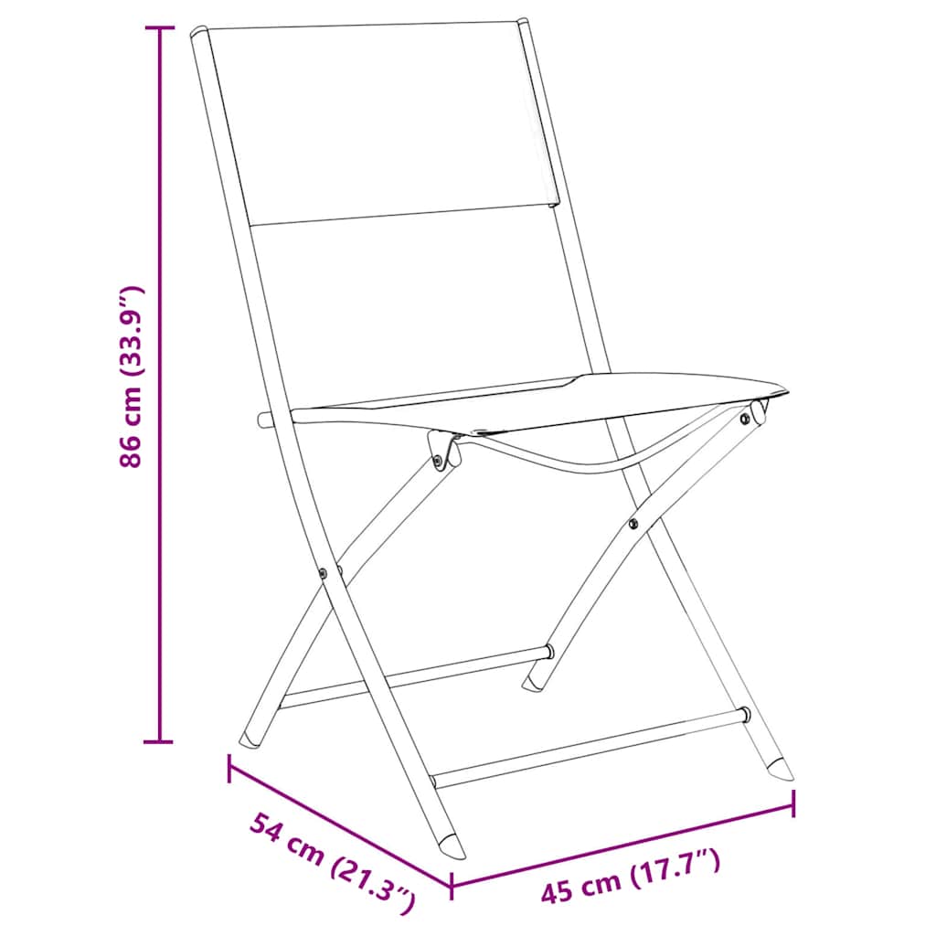 vidaXL Σετ Τραπεζαρίας 7 Τεμαχίων Μαύρο Textilene και Χάλυβα