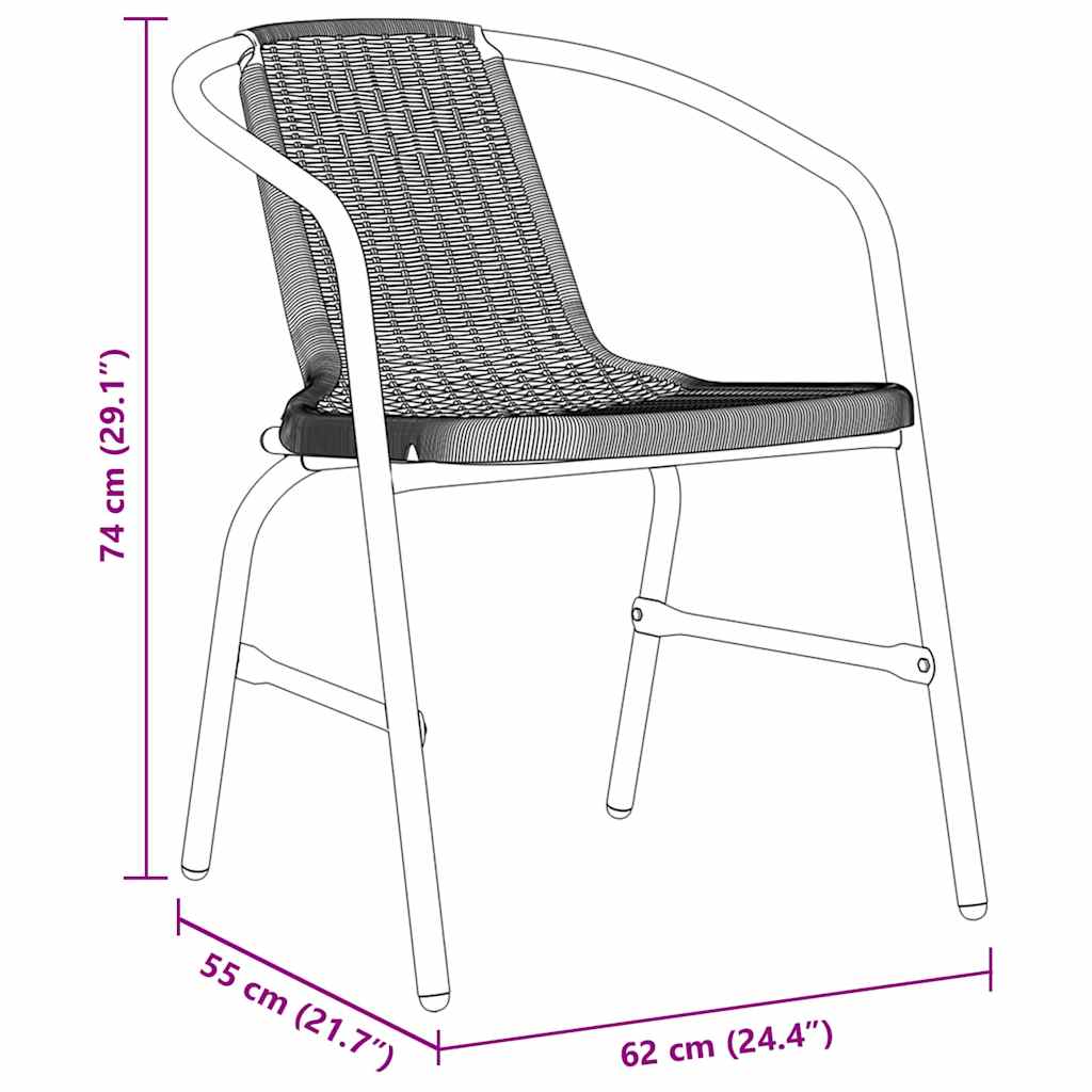 vidaXL Σετ Γευμάτων Κήπου 5 Τεμαχίων Μαύρο Πολυ Ράτταν