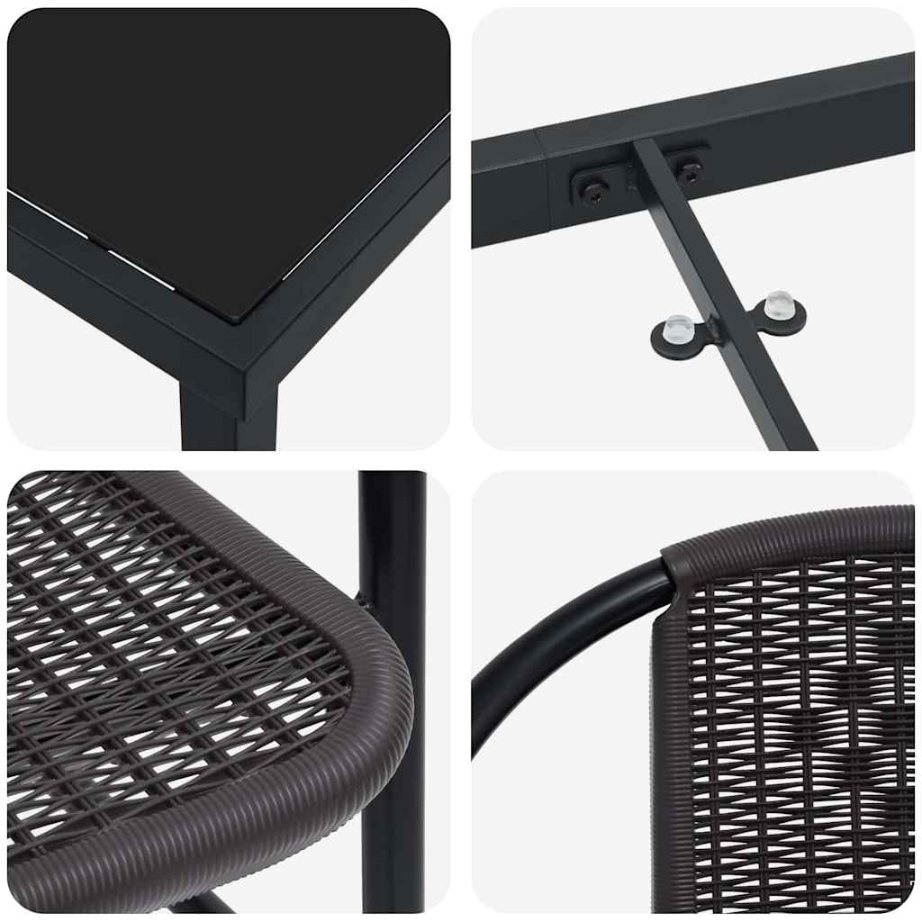 vidaXL Σετ Φαγητού Κήπου 7 τεμαχίων Μαύρο Ρατάν Πλαστικού