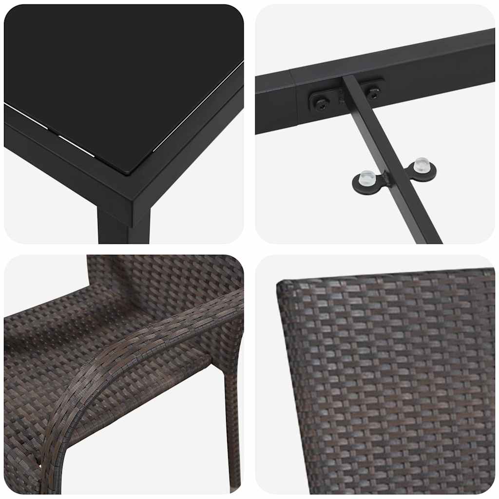 vidaXL Σετ Εξωτερικής Τραπεζαρίας 5 Τεμαχίων - Καφέ Πολυ Ρατάν