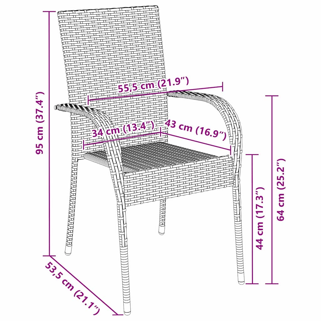 vidaXL Σετ φαγητού κήπου 3 τεμαχίων από μαύρο πολυρατάν