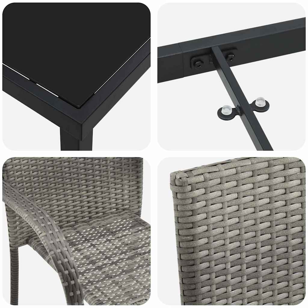 vidaXL Σετ Εξωτερικού Χώρου 5 Τεμαχίων - Γκρι Πολυ Rattan