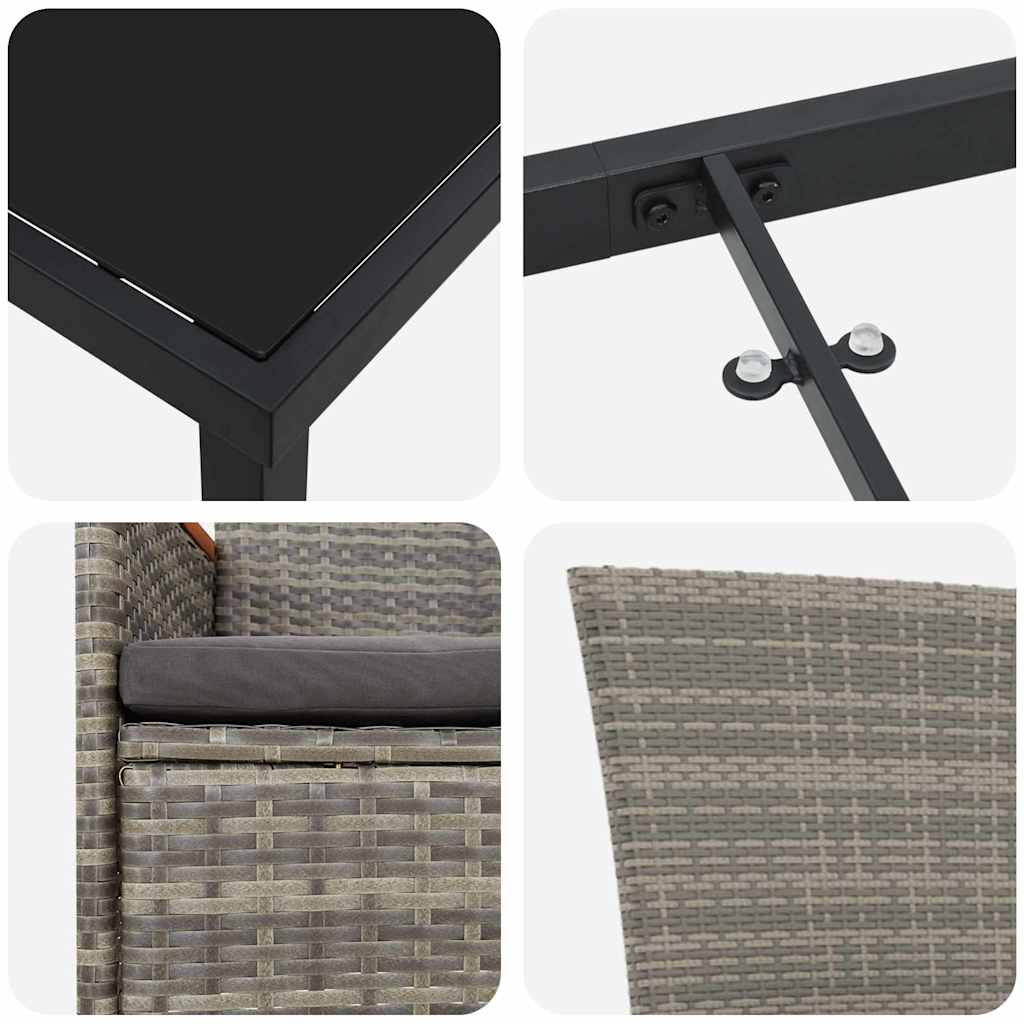 vidaXL Σετ Τραπεζαρίας Κήπου 7 Τεμαχίων 7 pcs Γκρι 160 x 80 x 73 εκ