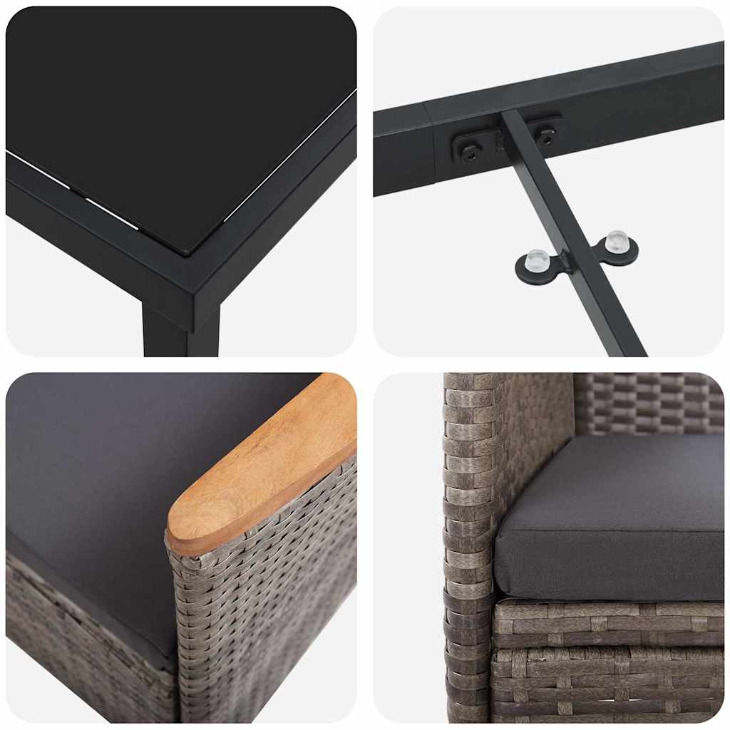 vidaXL Καρέκλες Εξωτερικού Χώρου 5 pcs Γκρι 80 x 80 x 73 εκ PE Ρατάν