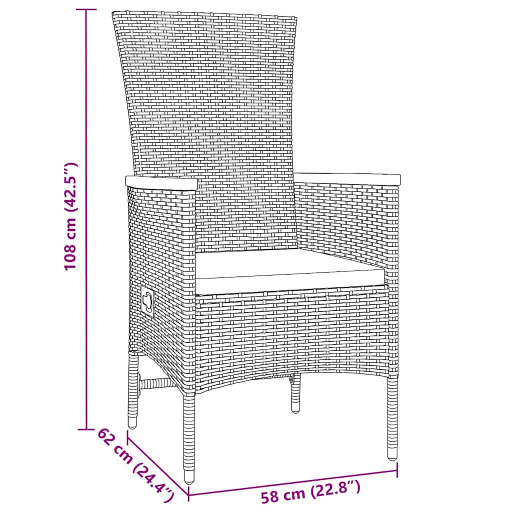 vidaXL Καρέκλες Εξωτερικού Χώρου 5 pcs Γκρι 80 x 80 x 73 εκ PE Ρατάν
