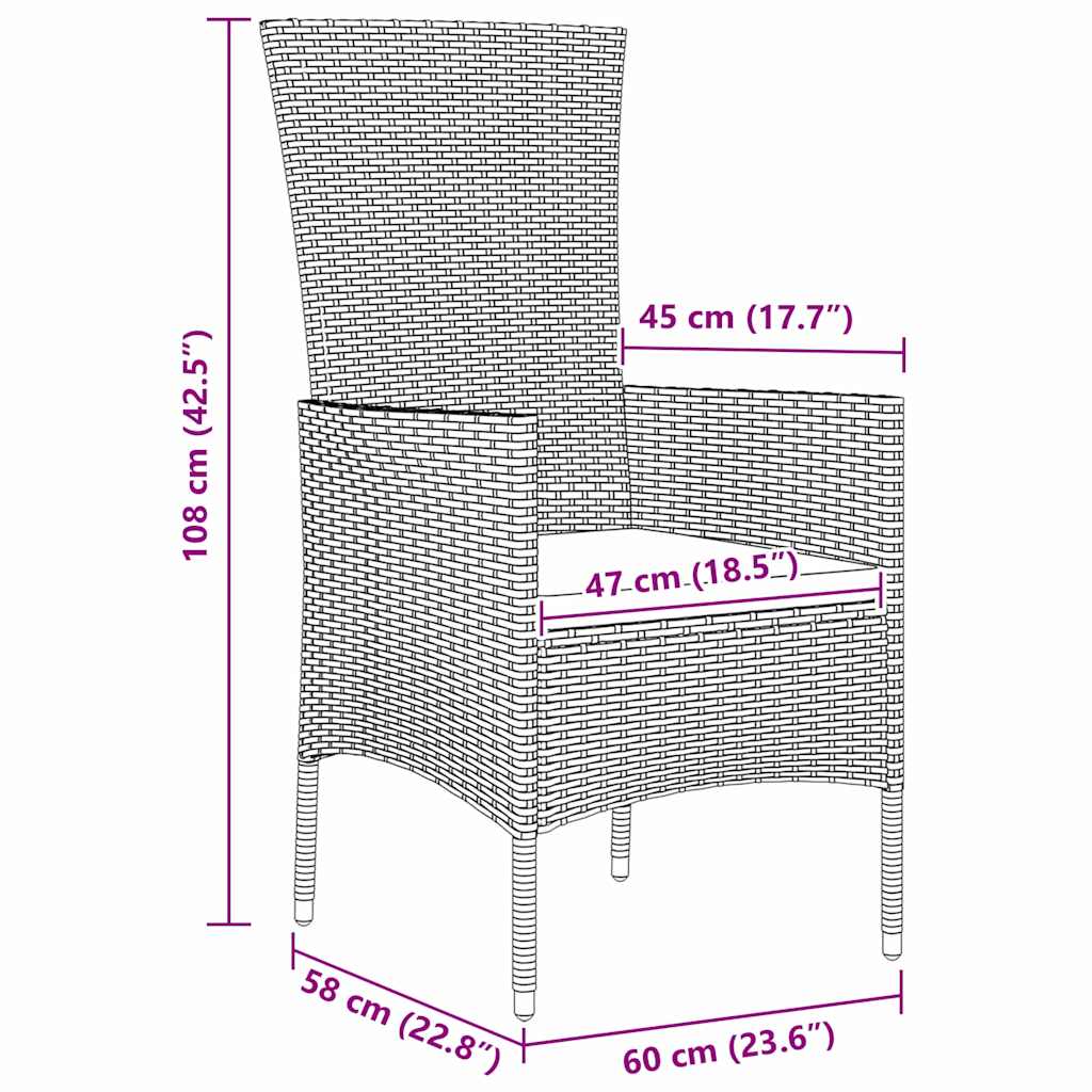 vidaXL Σέτ φαγητού για κήπο με μαξιλάρι 7 pcs Μπεζ συνθετικό ρατάν