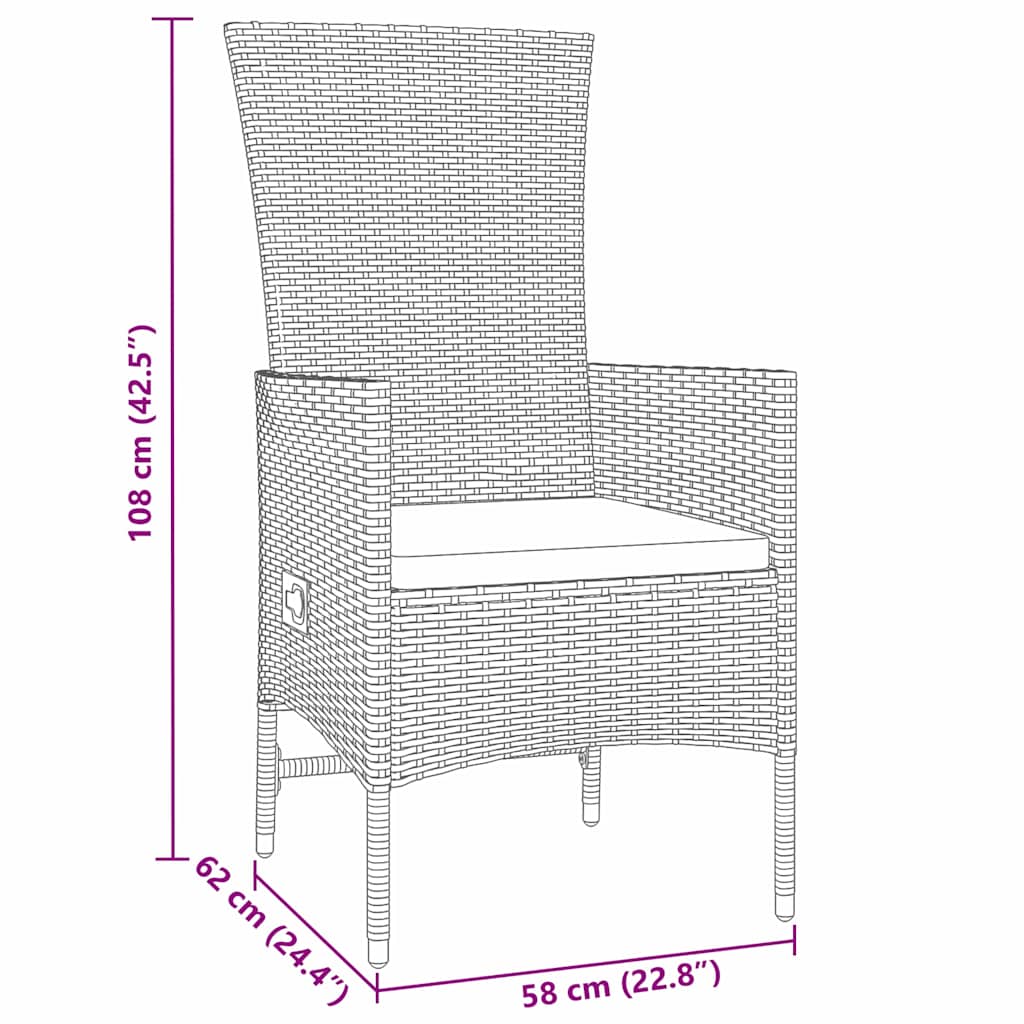 vidaXL Σέτ φαγητού για κήπο με μαξιλάρι 3 pcs Μπεζ συνθετικό ρατάν