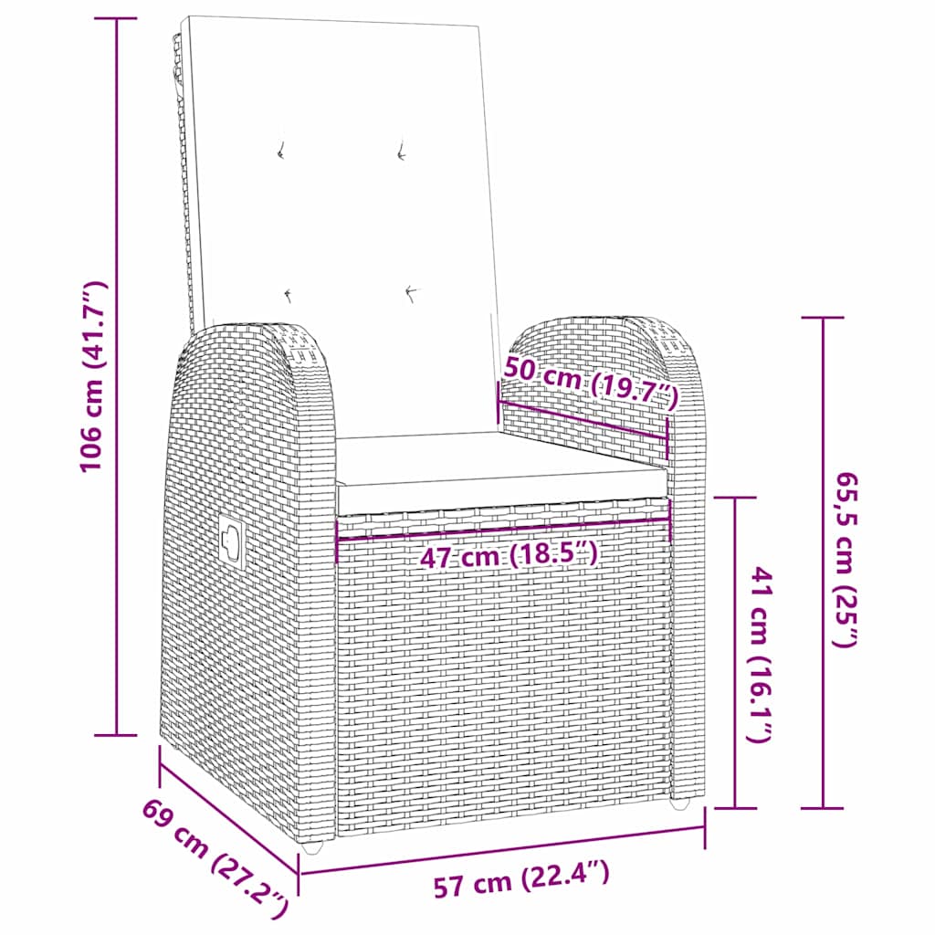 vidaXL Σετ επίπλων εξωτερικού χώρου 7 pcs Γκρι 160 x 80 x 73 εκ