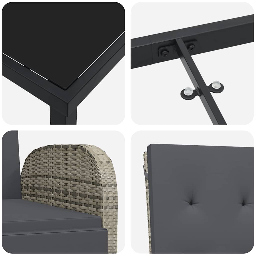 vidaXL Σετ Δείπνου Κήπου 3 pcs Γκρι 80 x 80 x 73 εκ PE ρατάν