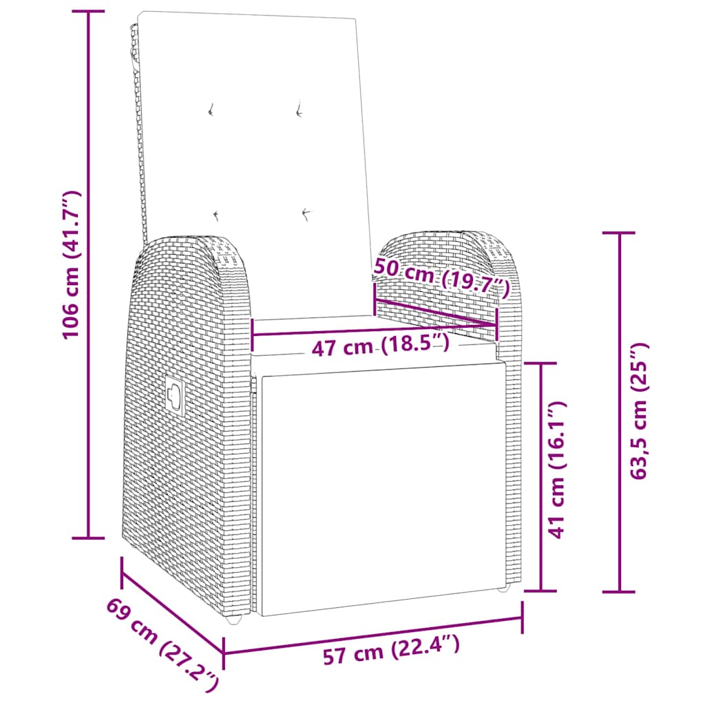 vidaXL Σετ Δείπνου Κήπου 3 pcs Γκρι 80 x 80 x 73 εκ PE ρατάν