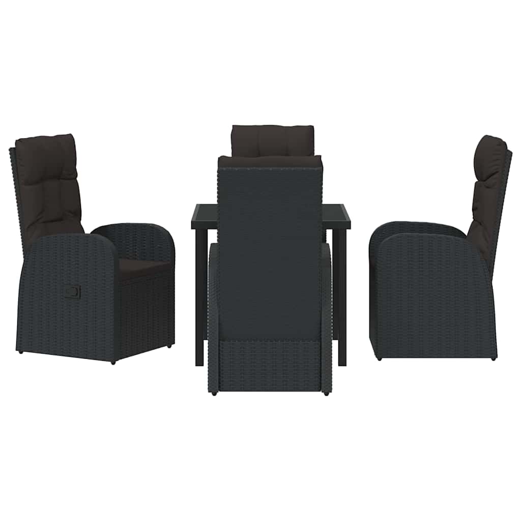 vidaXL Ανακλινόμενες Καρέκλες Κήπου 5 pcs Μαύρο 80 x 80 x 73 εκ
