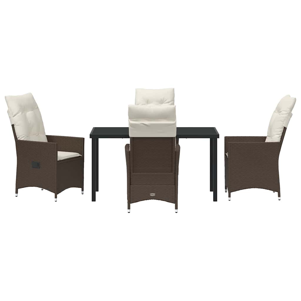vidaXL Σετ 5 Τεμαχίων Επιπλα Κήπου με Μαξιλάρια Καφέ Πολυ Ρατάν