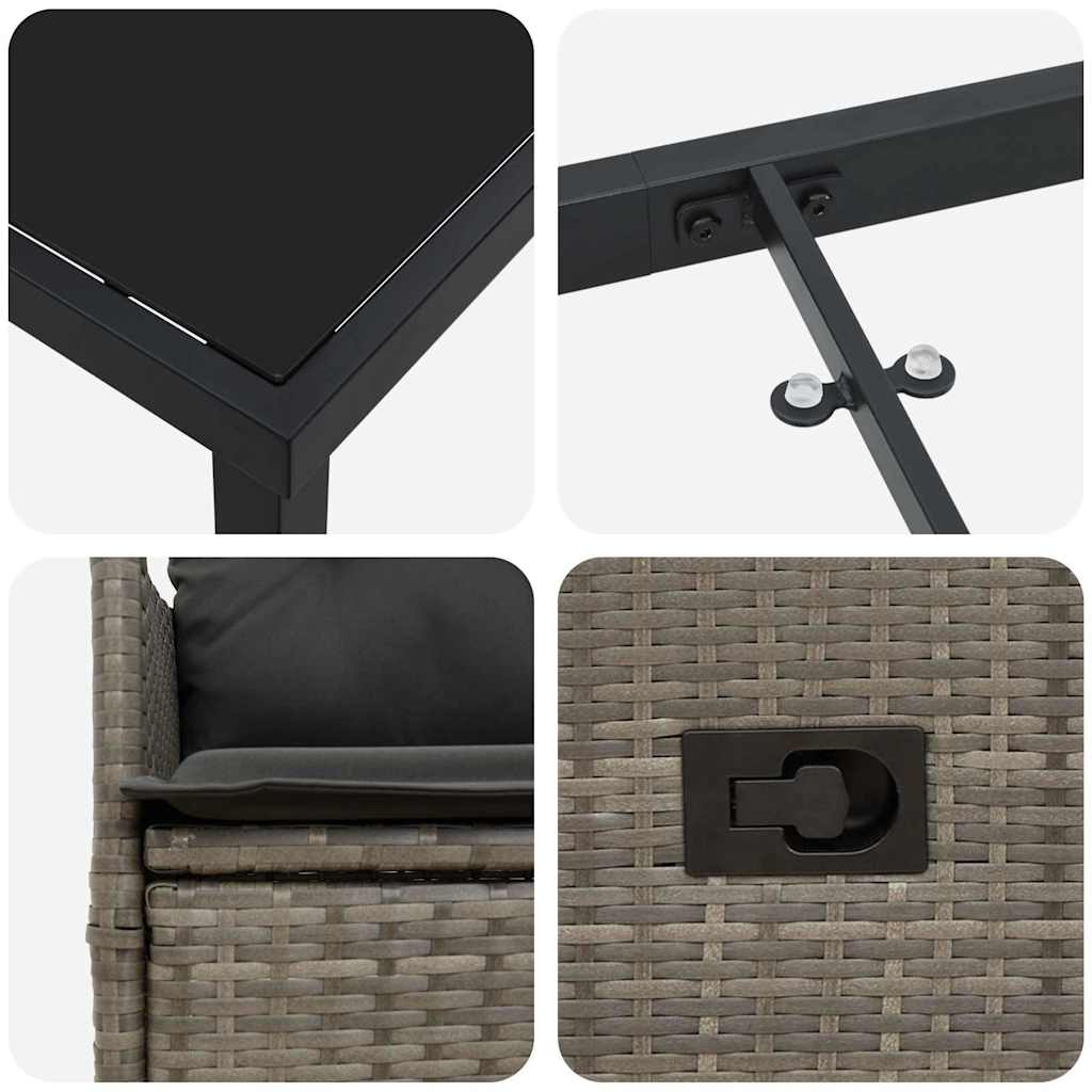 vidaXL 5 Τεμάχιο Σετ Γεύματος Κήπου με Μαξιλάρια Γκρι Πολυ Ρατάν