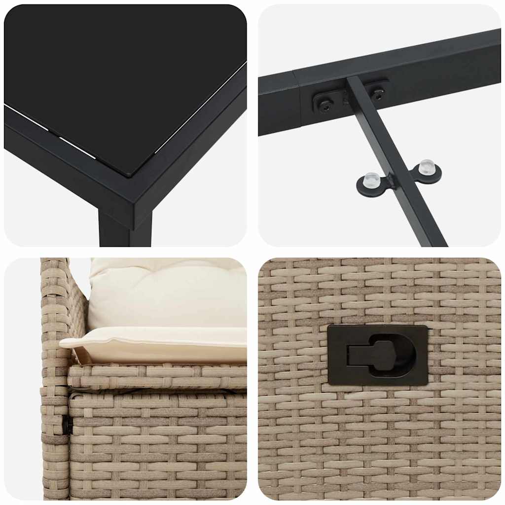 vidaXL Σετ 5 Τεμαχίων Επίπλων Κήπου με Μαξιλάρια Μπεζ Πολυ Ράταν