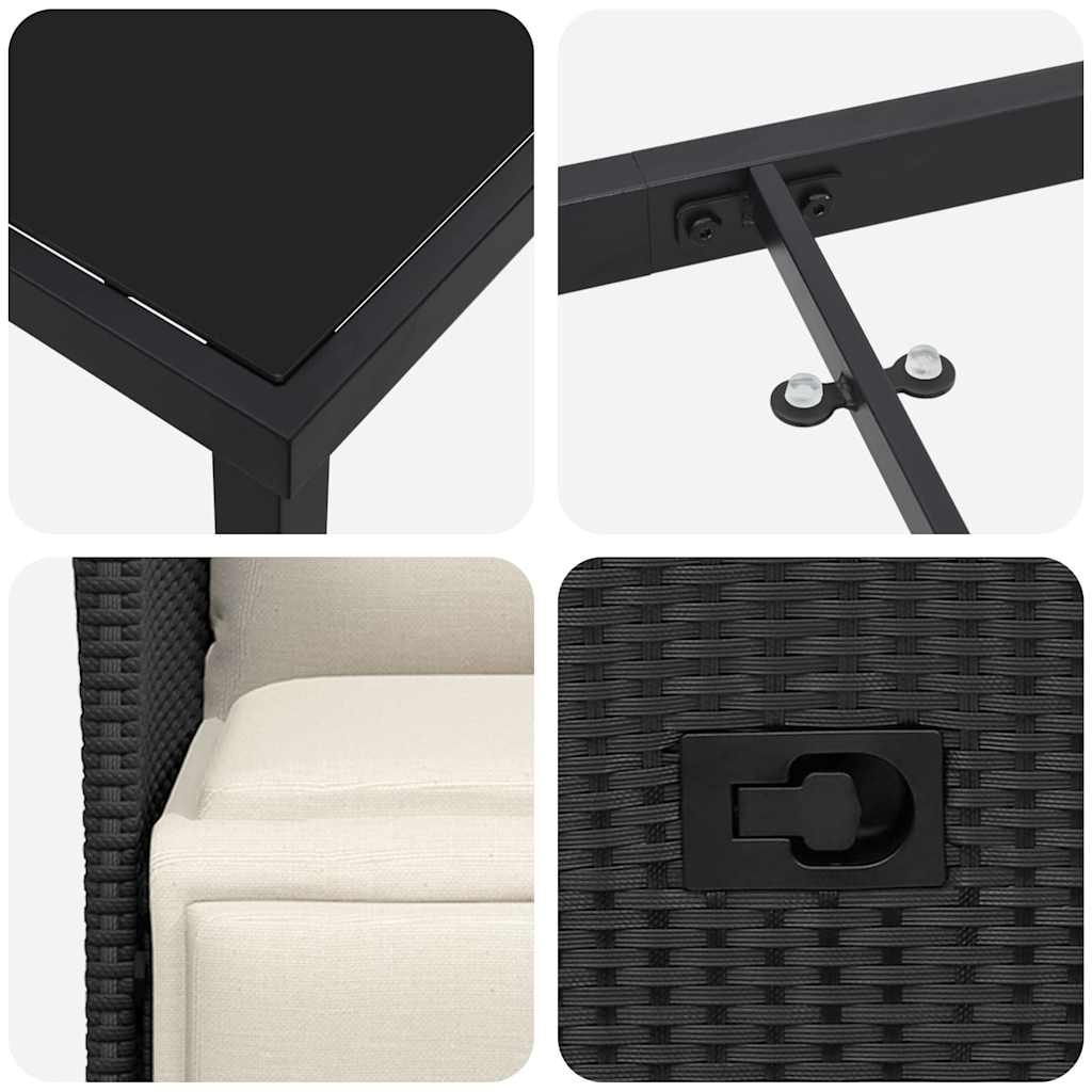 vidaXL Σετ Γευμάτων Κήπου 5 Τεμαχίων με Μαξιλάρια Μαύρο Συνθετικό Ρατάν